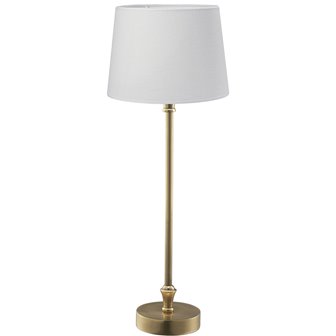 Mosiężna lampa stołowa z białym abażurem Liam